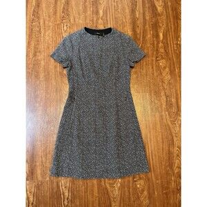 Theory Apalia Fit and Flare A-Line Black & White Tweed Short Sleeve Dress Size 2